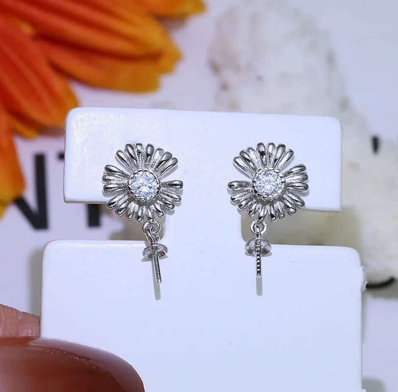 S925 sterling silver baroque flower earrings with adjustable ring holder in silver or gold colour
