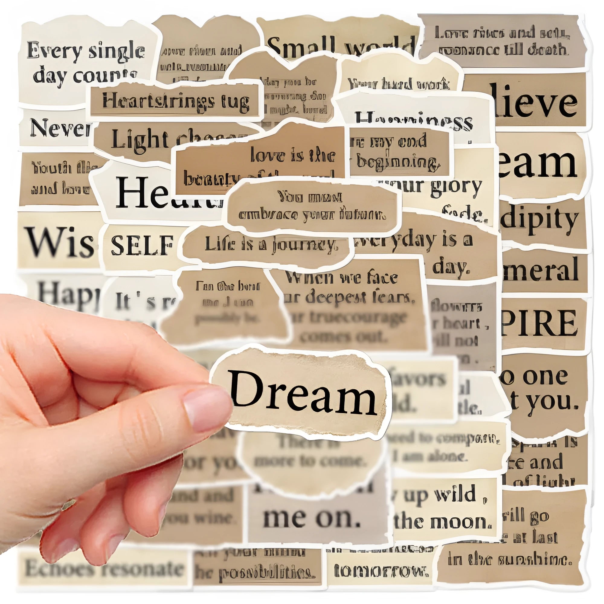 25-piece tear English design PVC laptop stickers in matte and glossy finishes