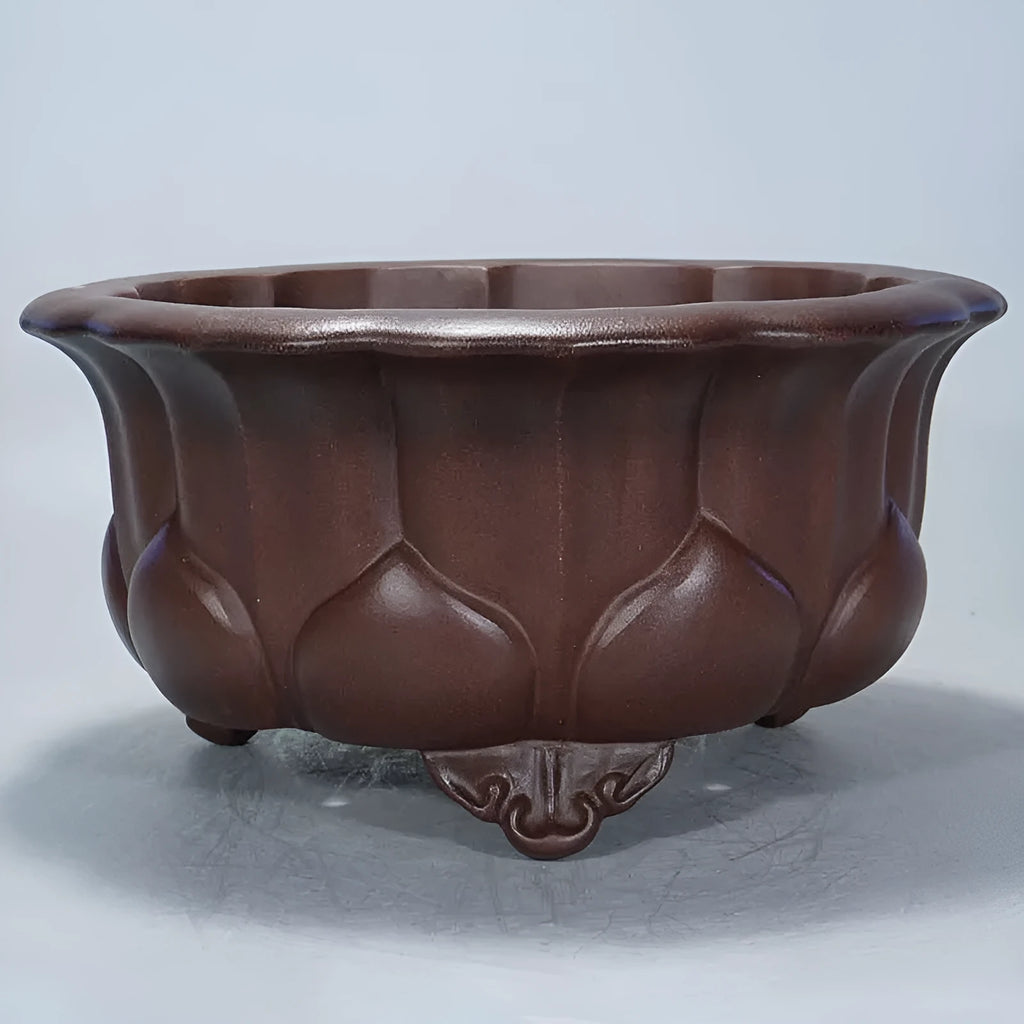 Purple sand succulent flower pot in antique Chinese style measuring 37x37x20cm