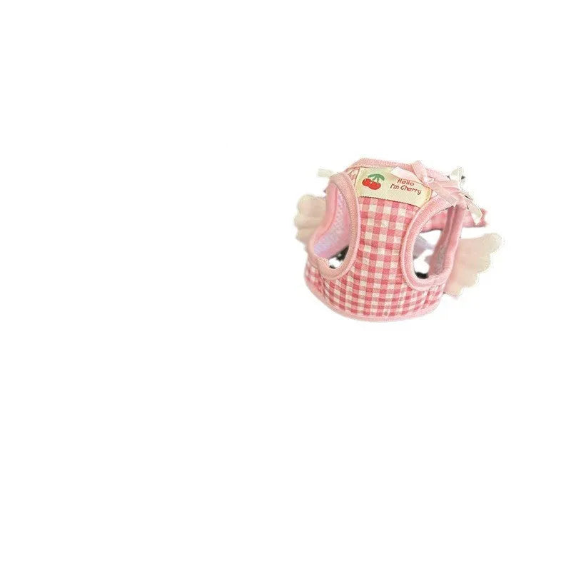 Cotton chest-back hand holding rope for small dogs in pink or black colour
