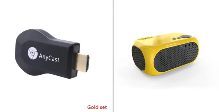 M24 micro mini portable LED projector in gold or white colour with 1080p HD support