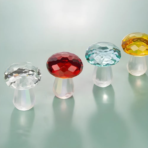 Colourful crystal mushroom decorative ornament in modern simple style, 40mm by 53mm.