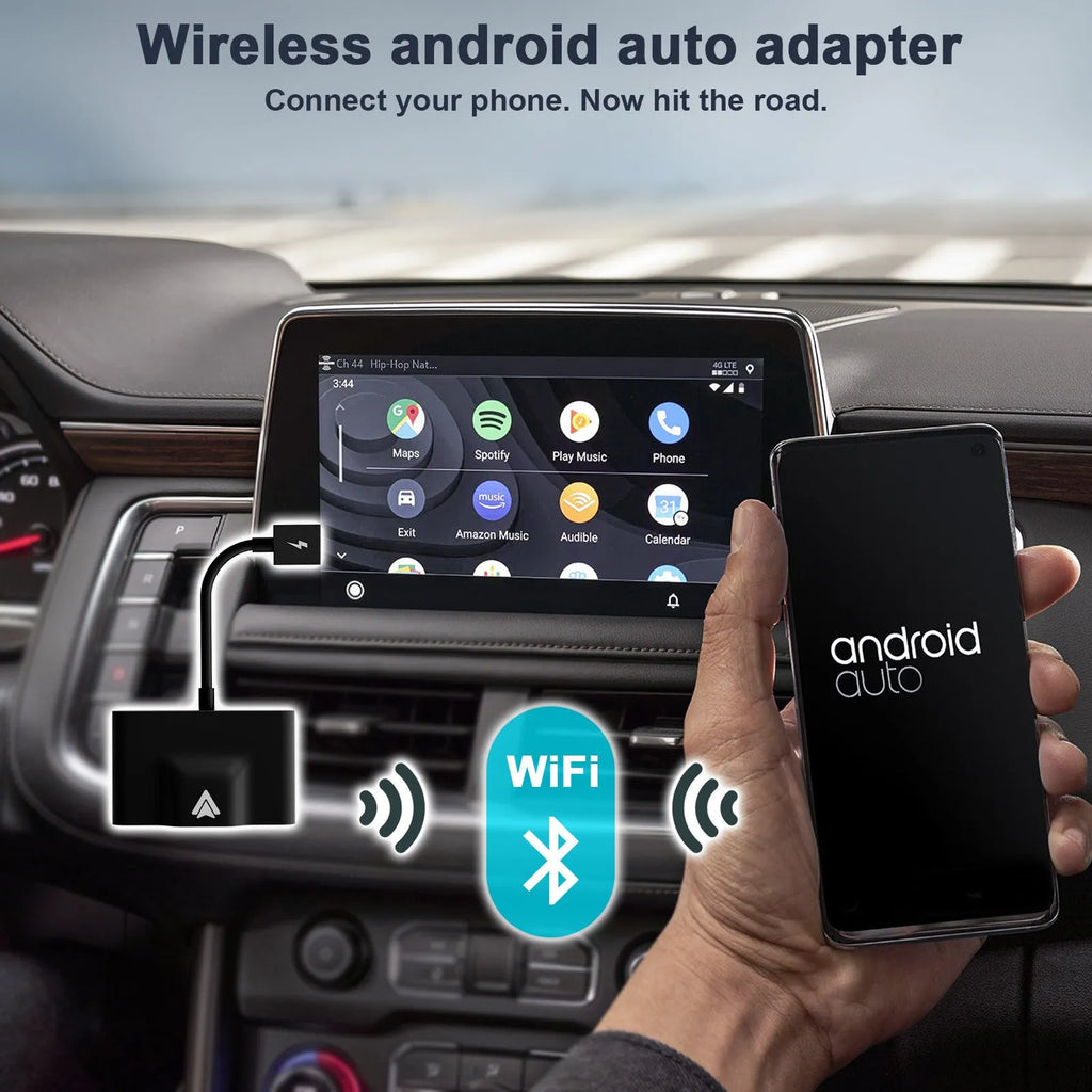 Wireless Android Auto car adaptor in black or white colour options
