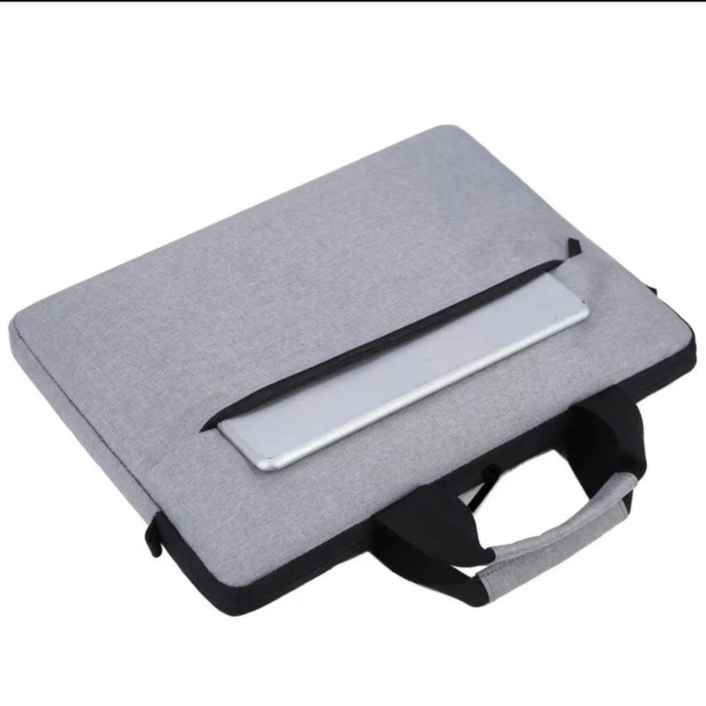 Gray lightweight Oxford cloth men's laptop bag with polyester inner lining and sewing thread detail