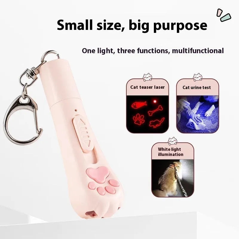Cat laser charging toy in pink, cream or sky blue colour with self-hi function for interactive pet play