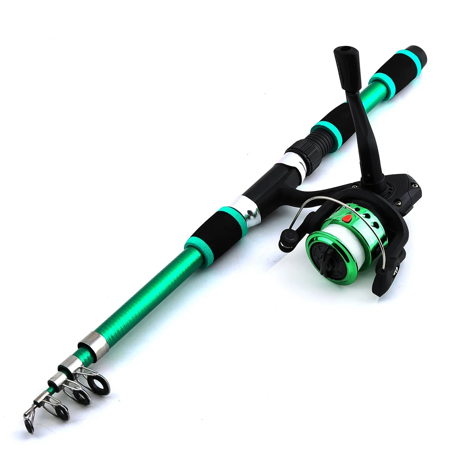 Children's fishing rod with pole and reel set in multiple colour options for beginner anglers