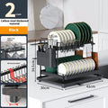 White carbon steel kitchen storage rack with removable draining tray and double-layer design