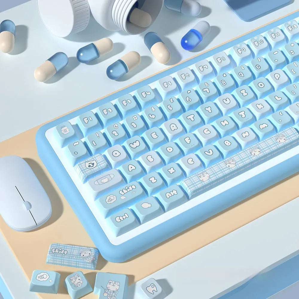 Watercolour cat design custom PBT keycap set for mechanical keyboards with 138 or 158 keys