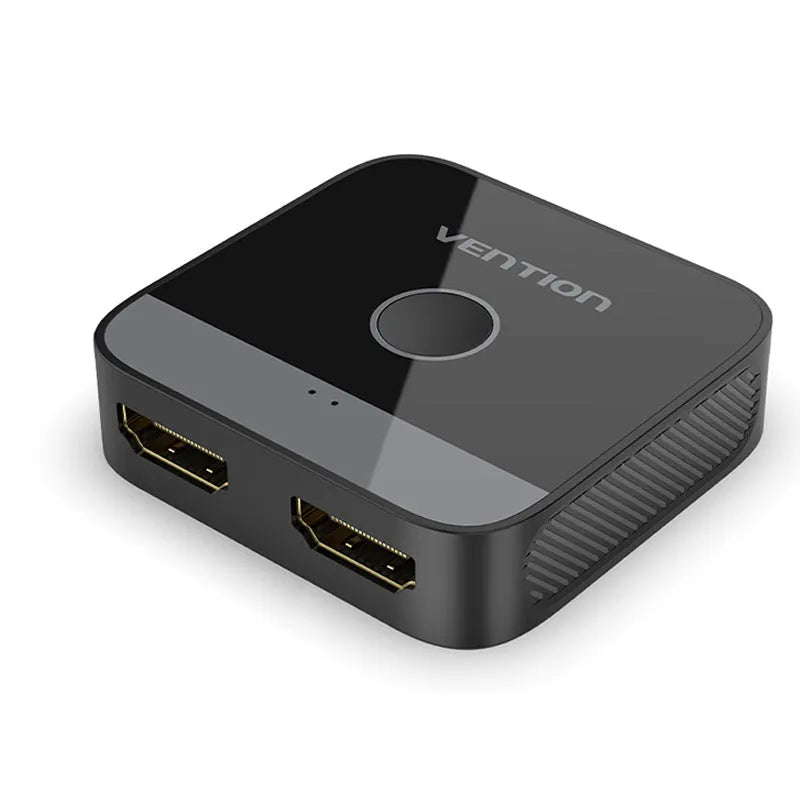 Alloy metal computer audio video converter for HD two-way conversion to television, in black or grey.