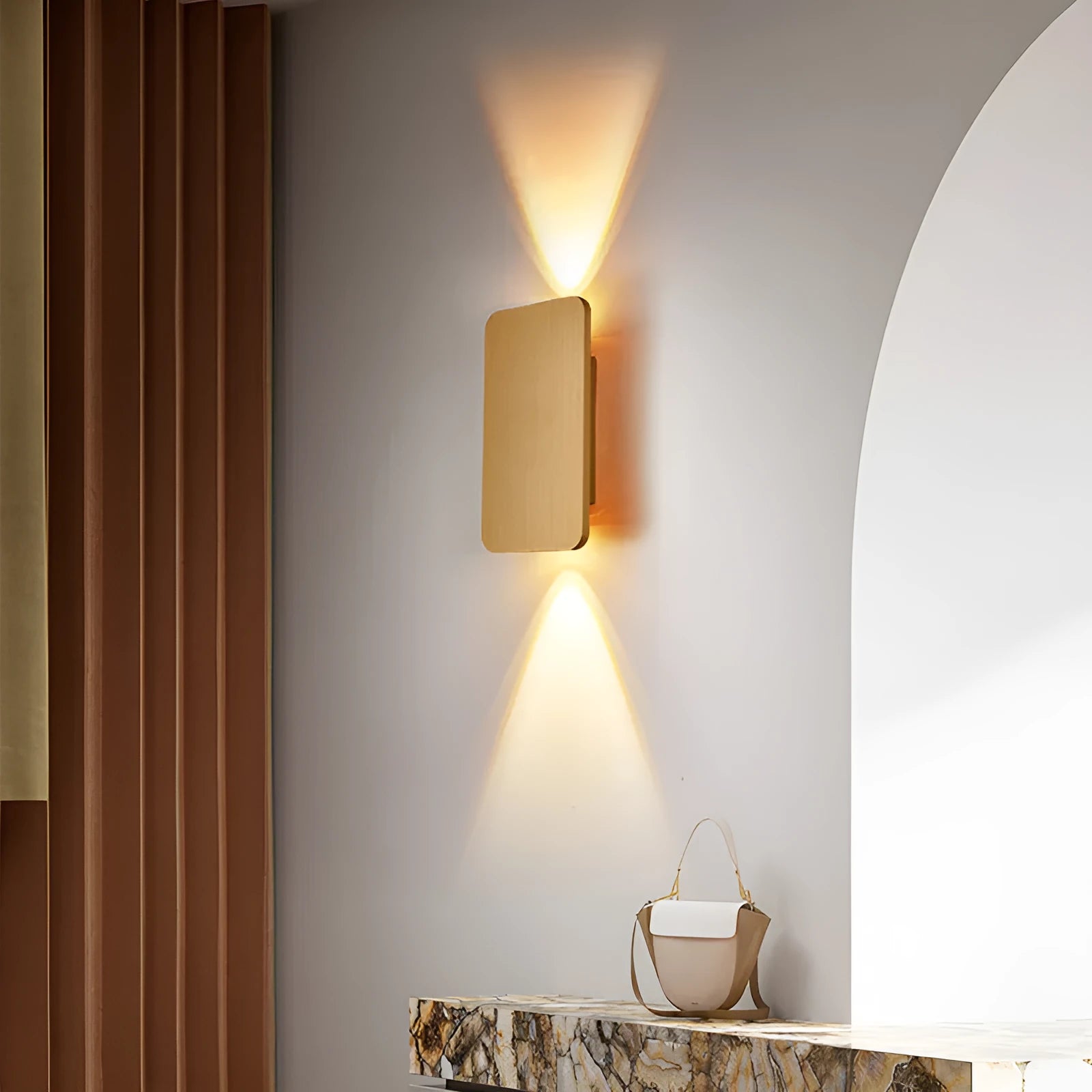 Minimalist Nordic style LED wall lamp in black finish mounted on wall showing adjustable light feature
