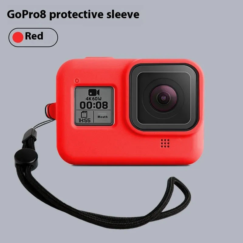 GoPro Hero8 Black silicone protective sleeve and anti-lost carrying strap accessory set in multiple colour options