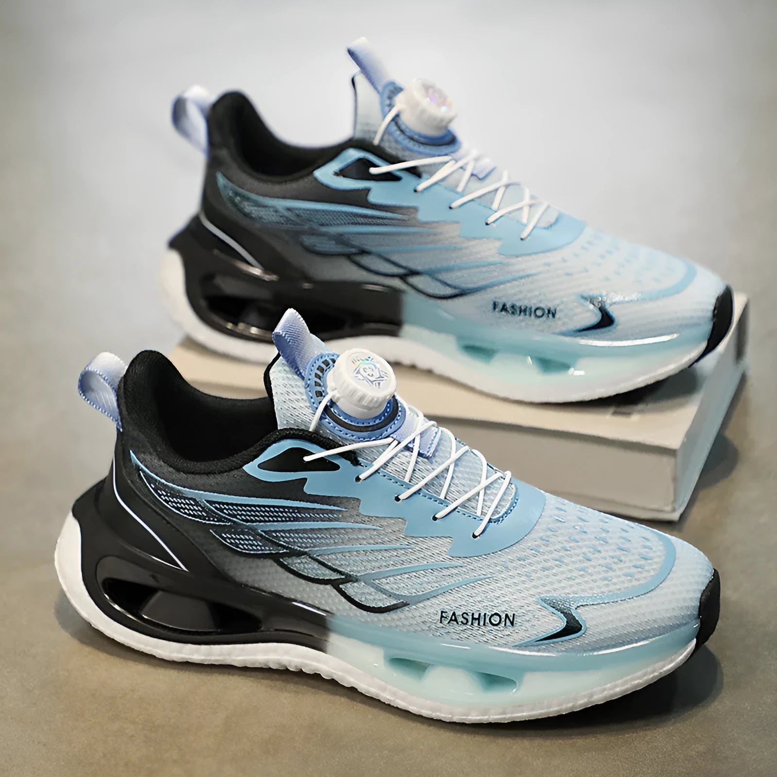 Youth rotating button sneaker in low-top design with shock absorption feature and rubber sole