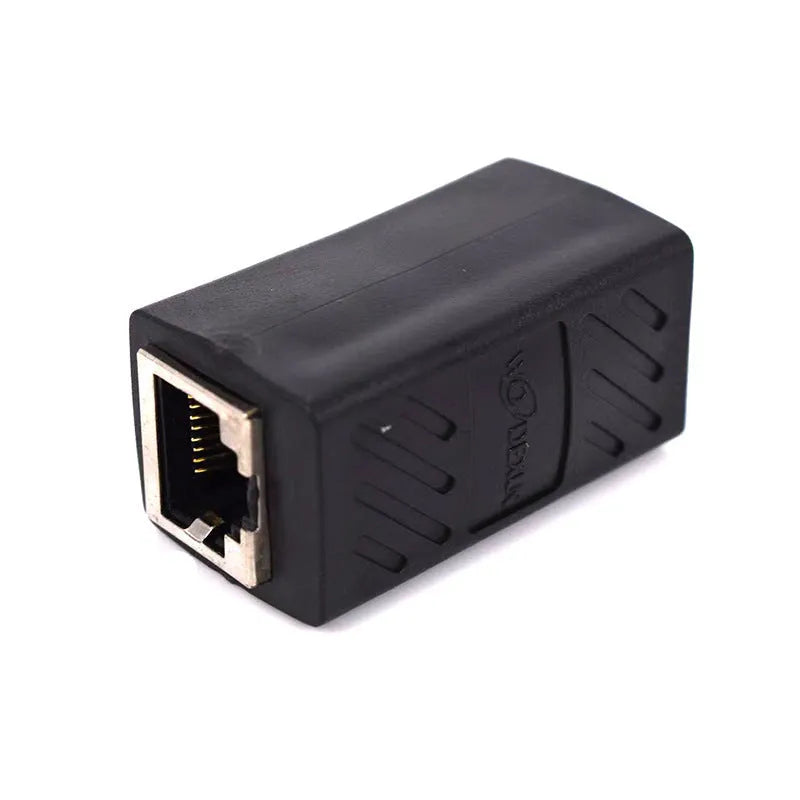 Black RJ45 network cable butt joint extender adapter