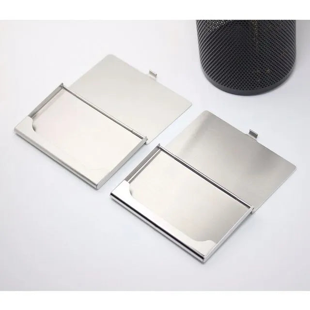 304 stainless steel geometric business card case with three finish options