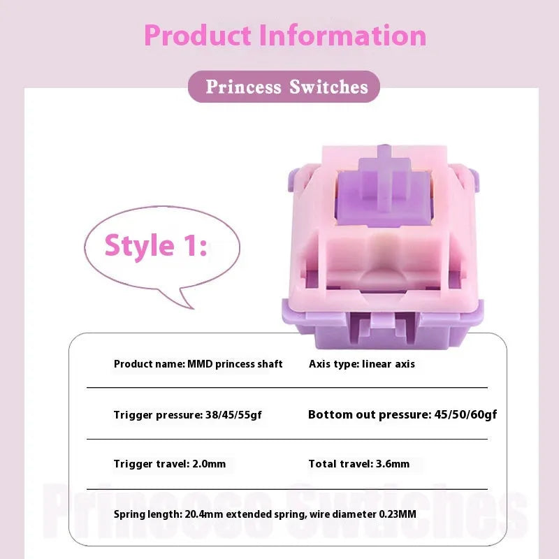 MMD Princess mechanical keyboard switch linear axis for custom keyboard builds