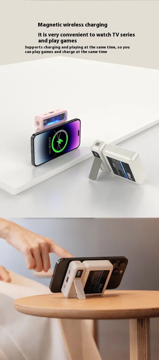 Large capacity 10000mAh 225W fast charging wireless magnetic power bank in retro gray