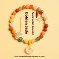 Handmade natural jade and agate bracelet with safety buckle and peace clasp.