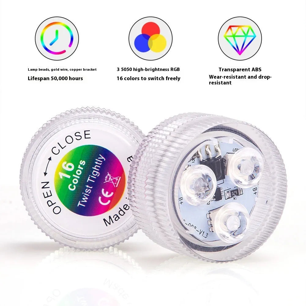 LED waterproof remote control fish tank diving light with plastic housing measuring 35 x 18mm