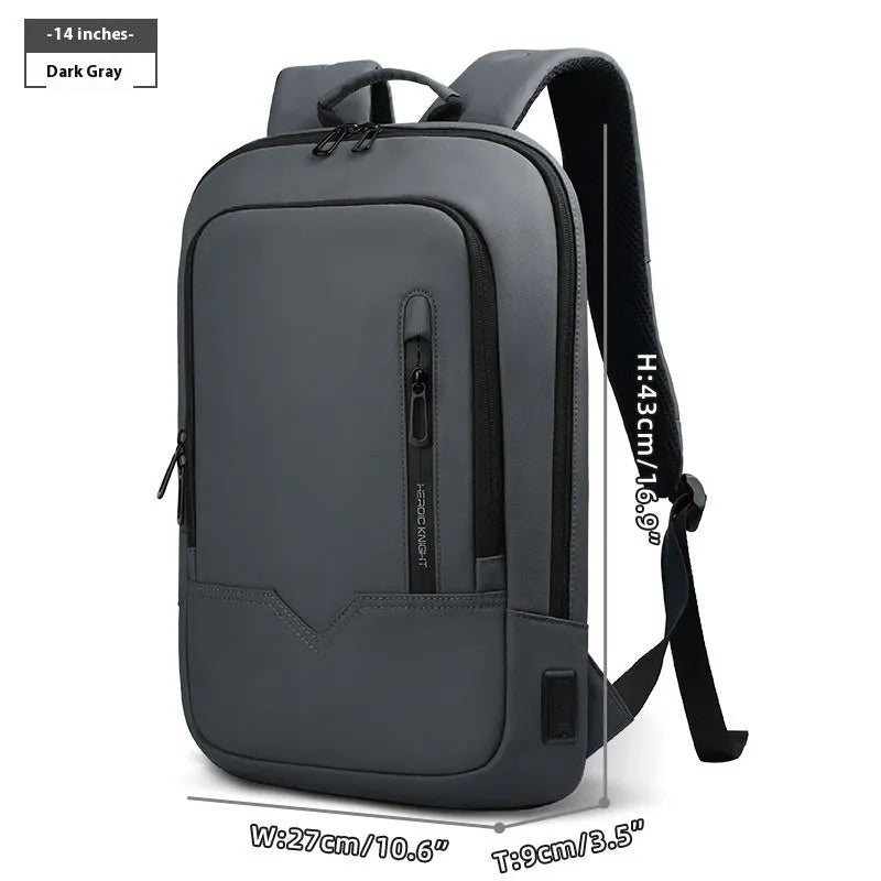 Solid colour lightweight polyester backpack with USB charging port on side, shown in multiple colour options.