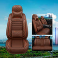 Leather car seat cushion with high elastic sponge filling shown in a red colour on a car seat.