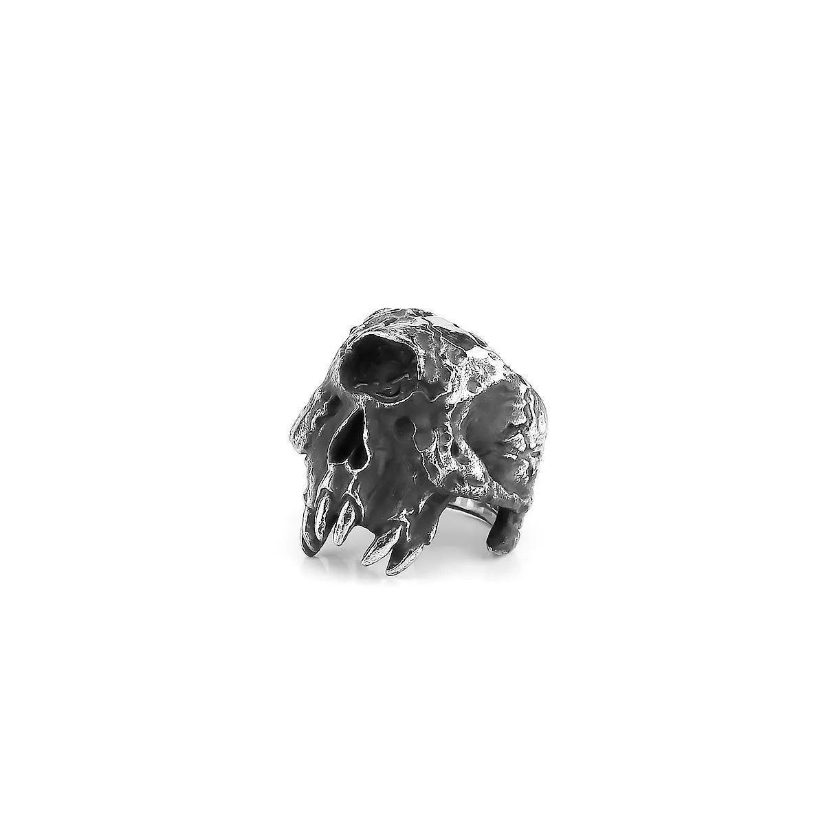Alloy one-eyed skull ring with electroplated finish in retro style, shown in silver tone