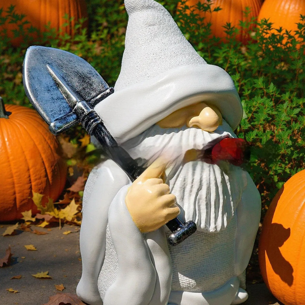 Christmas garden ornament with smoking shovel dwarf resin craft design