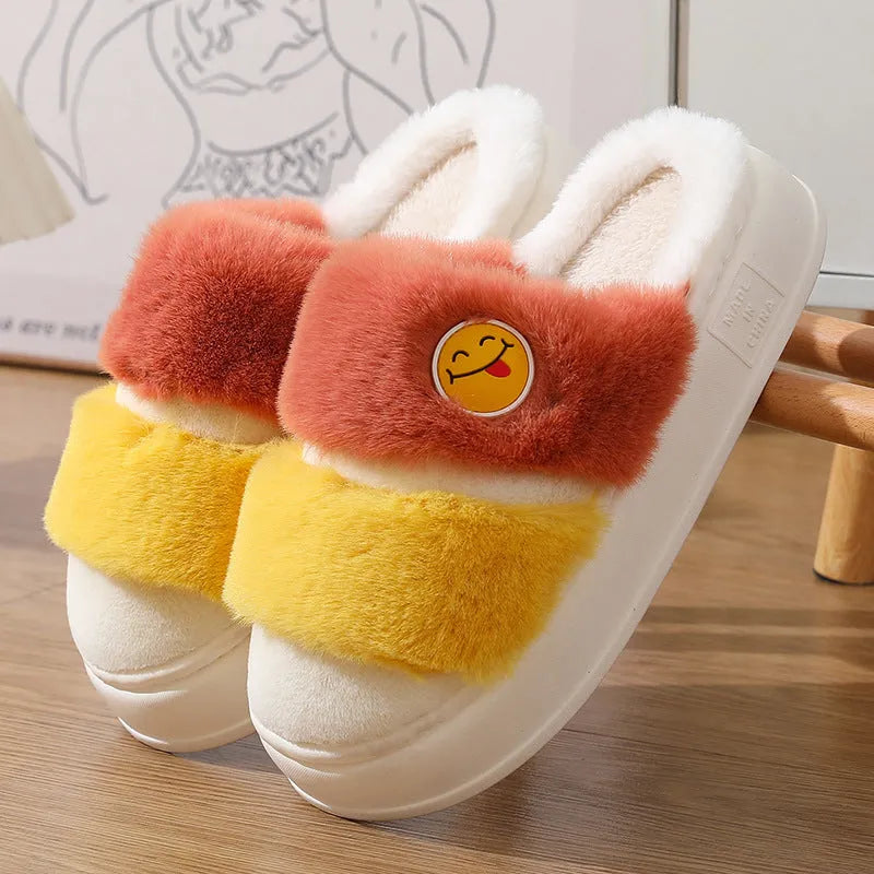 Thermal cotton slippers with plush upper in various colour blends showing oversleeve design