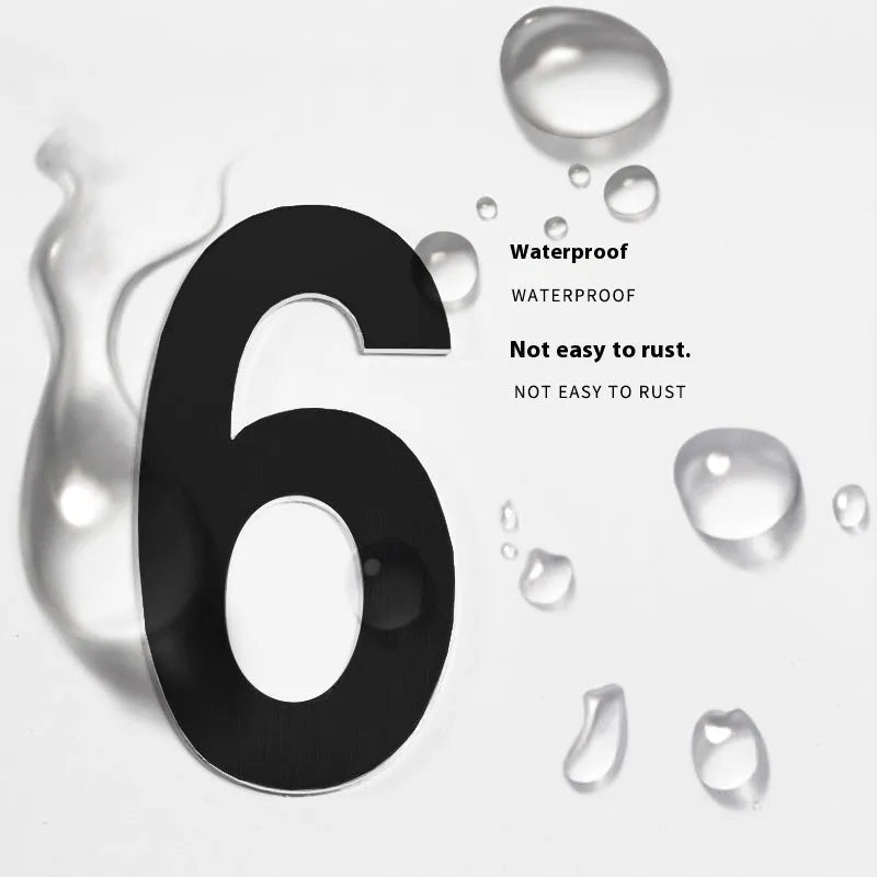Black stainless steel adhesive house number characters showing letters and numbers 7.5cm tall