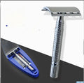 Chrome double-edged safety razor with blade and storage box set