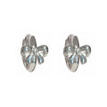 Pair of 925 sterling silver bow earrings with electroplated silver finish on white background