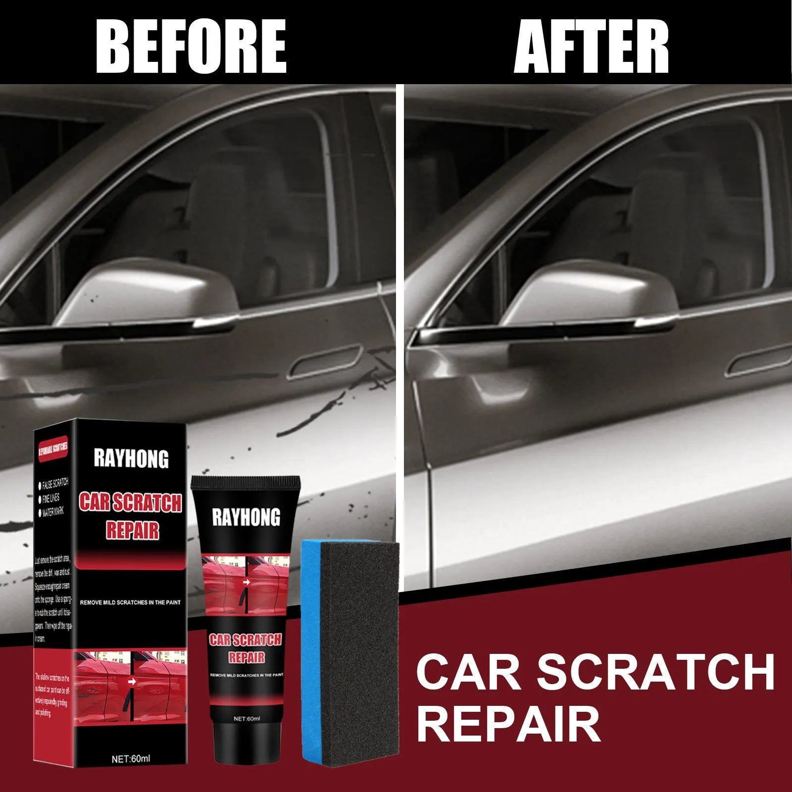 60ml car scratch repair wax set with applicator for paint surface maintenance