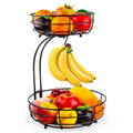 Black and gold double-layer wrought iron fruit and vegetable storage basket