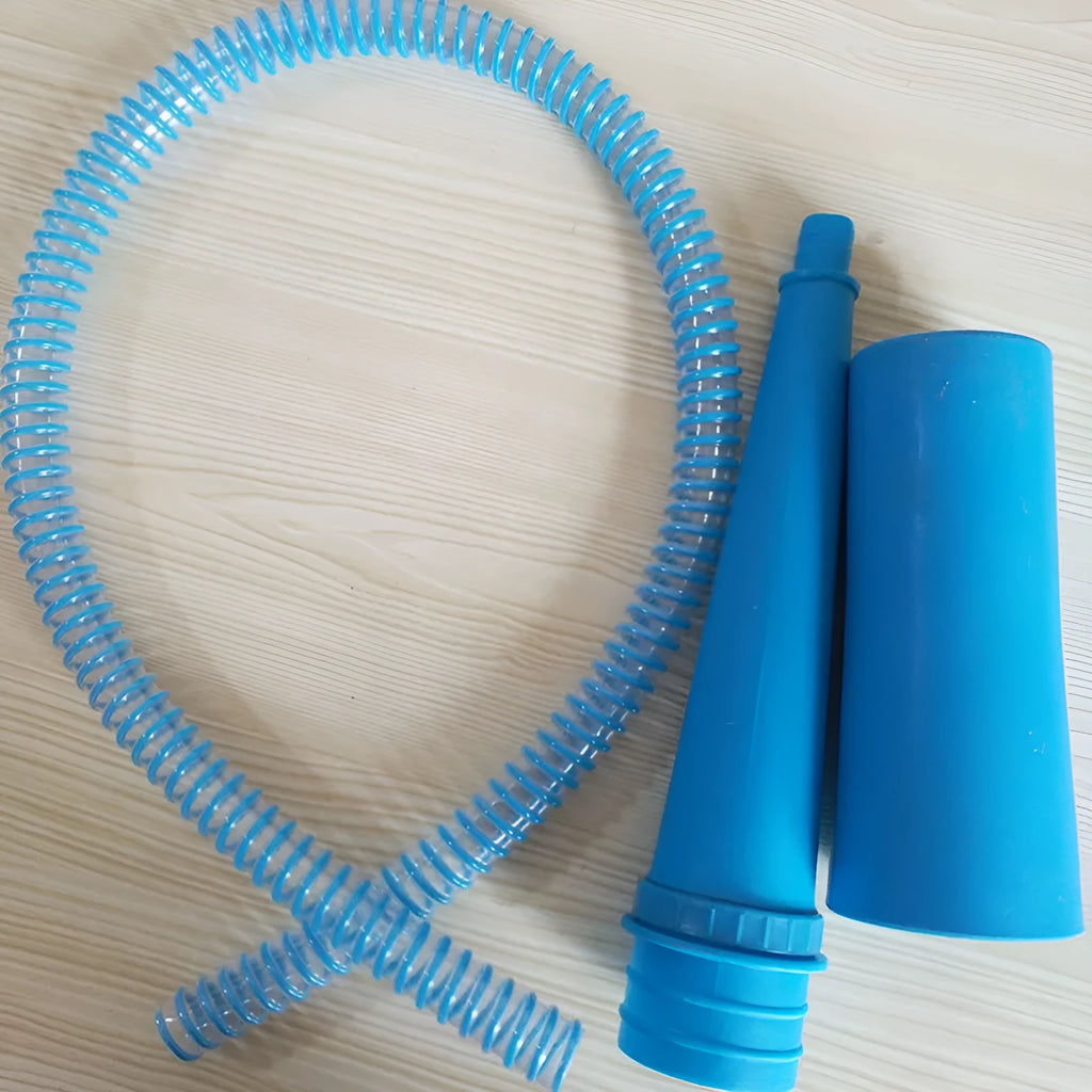 Blue washing machine dust cleaner with 114cm flexible suction pipe and round plastic head