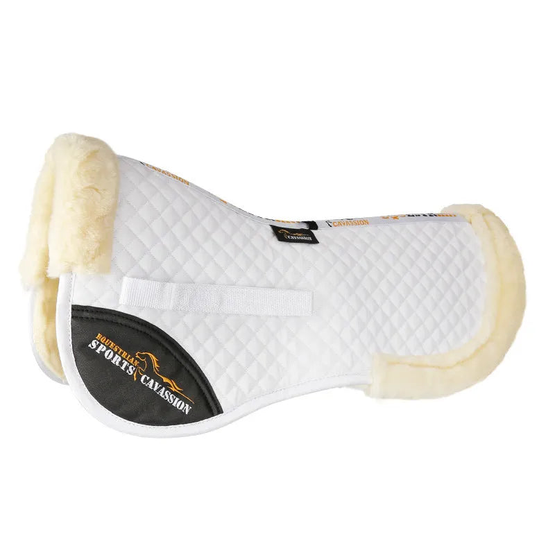 Riding saddle balance wool pad with memory foam core in black, navy, white, or wine red.