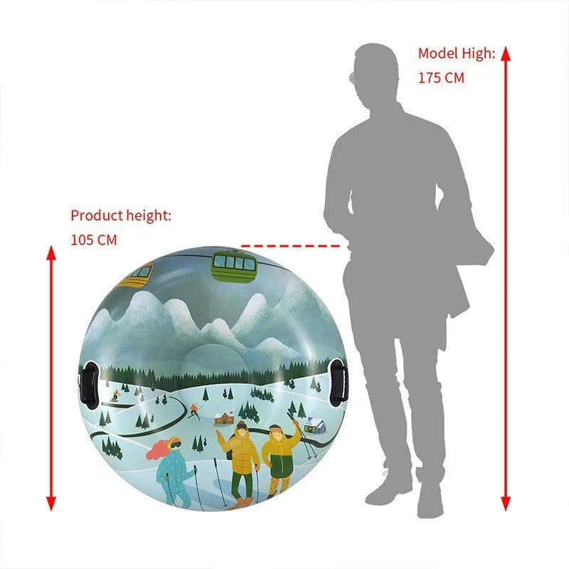 Outdoor winter PVC skiing ring with printed design in snow mountain pattern
