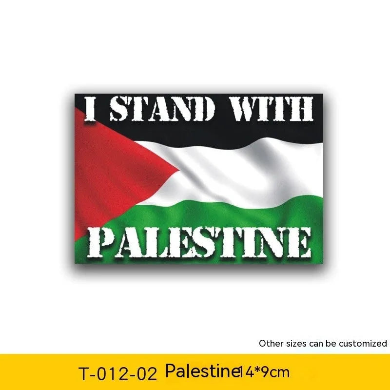 Palestinian flag car decal sticker on vehicle window showing three colourway options