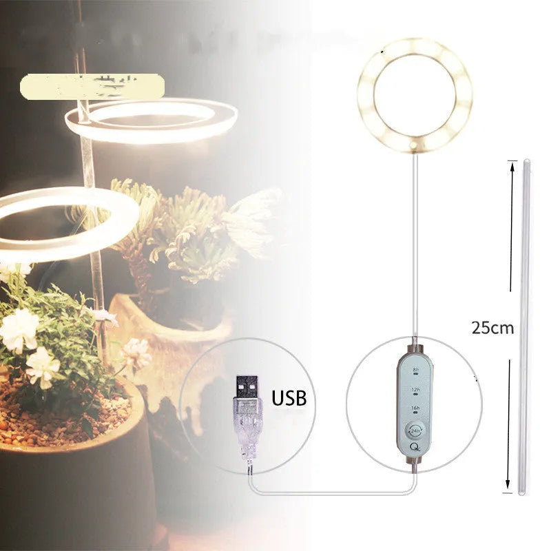USB LED plant grow light with acrylic stick showing pink/white or yellow colour options