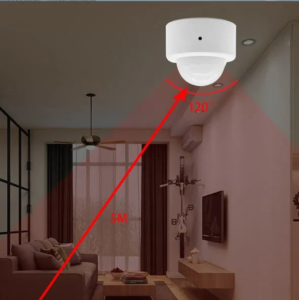 White wireless infrared body sensor with ZigBee connectivity for home security monitoring