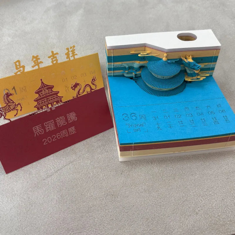 3D sticky note paper carving notepad with tear-off pages and decorative ornament design