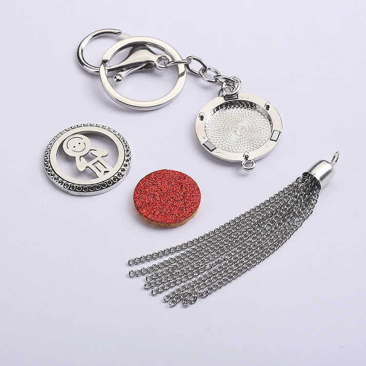 Alloy tassel aromatherapy car pendant necklace with 50cm chain and cotton wadding