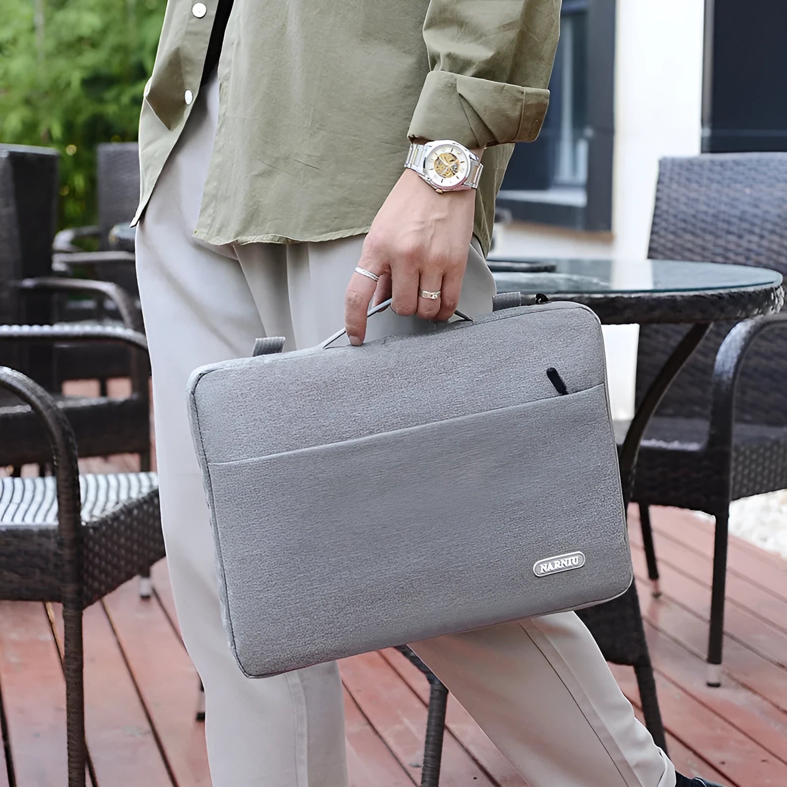 New Fashion Light Liner Laptop Bag Oxford Cloth Shockproof 11-16 Inch Urban Simple Solid Colour Neutral Computer Bag for Men Women Black Gray Pink Seam Detail