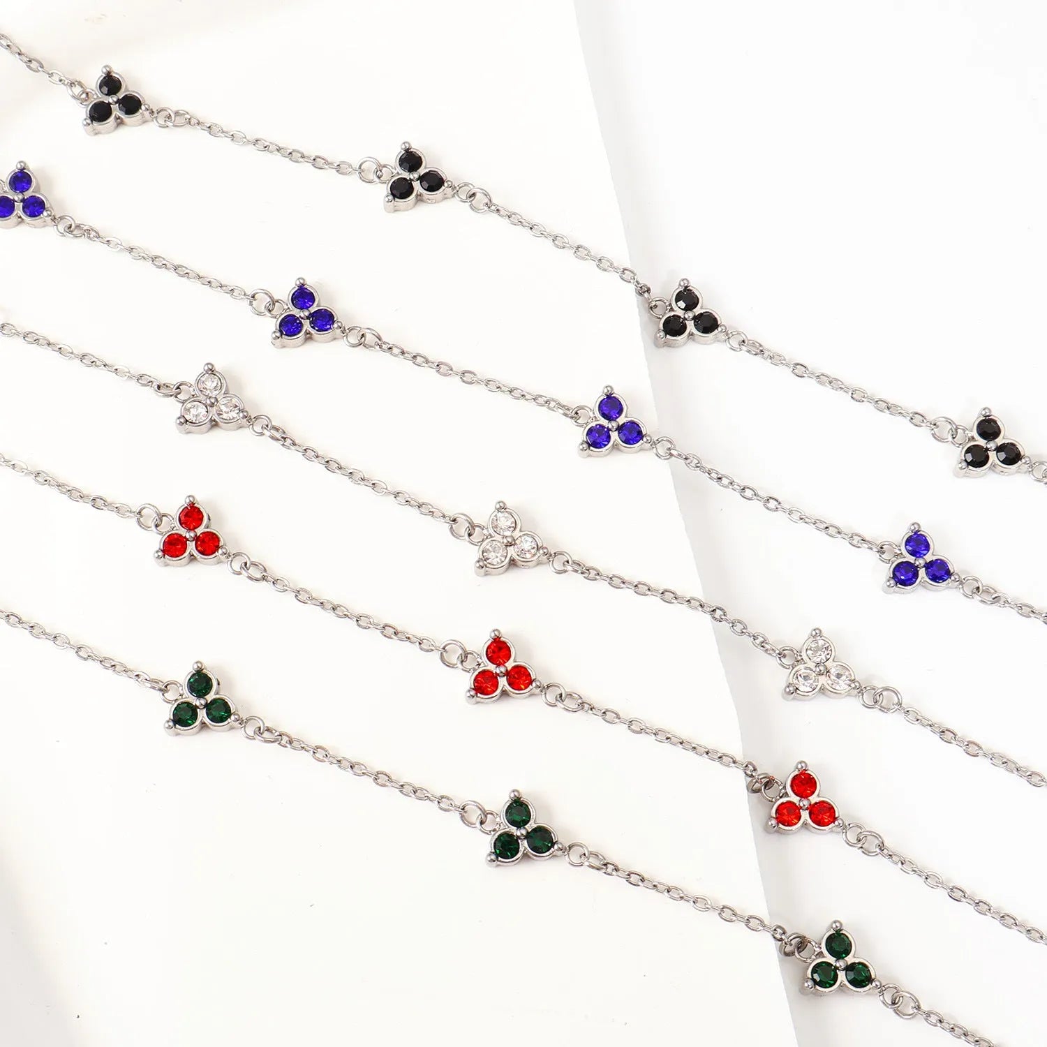 Women's geometric triangular bracelet with zircon gemstone in stainless steel gold tone or steel tone finish