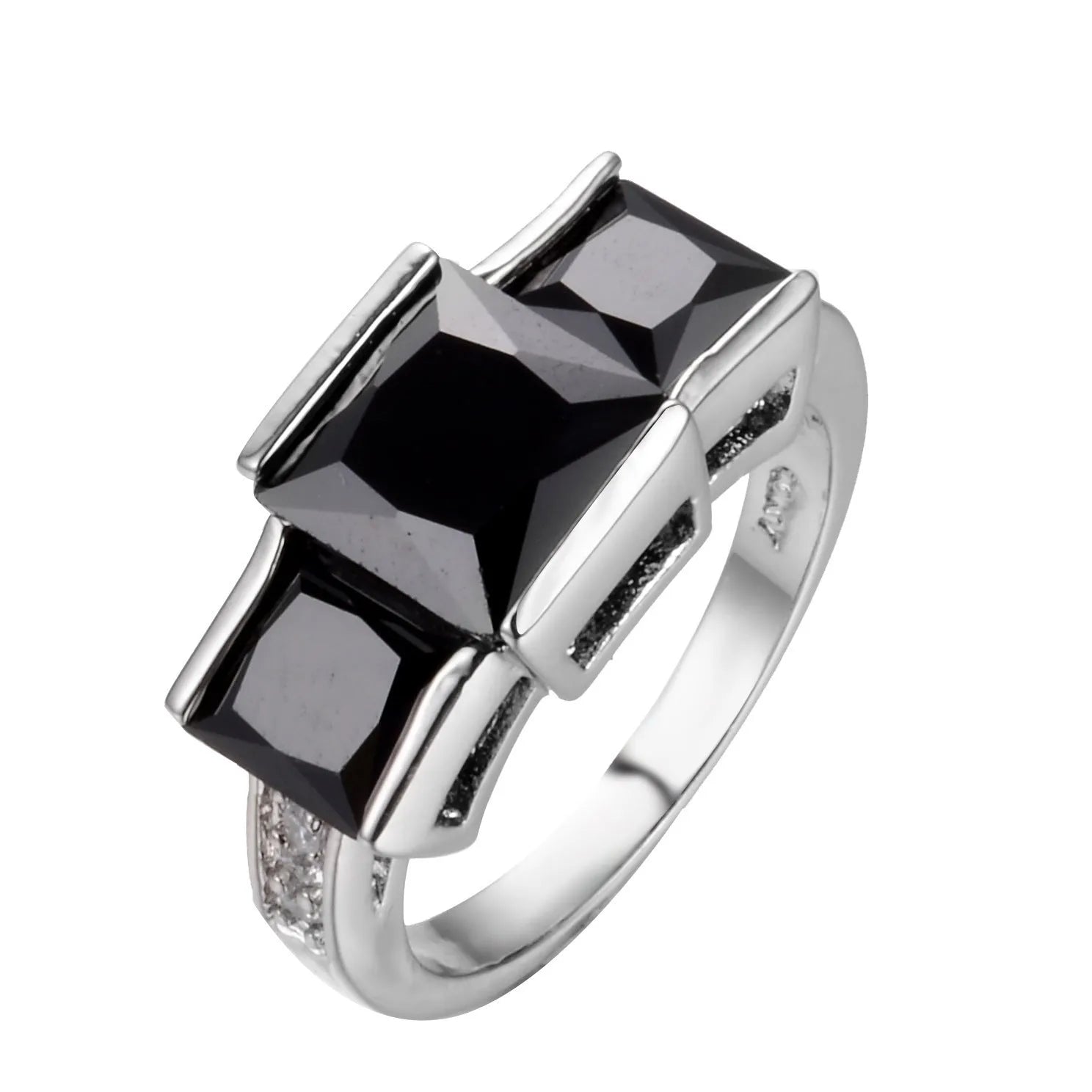 Geometric copper women's ring with an electroplated finish shown in multiple colour options on a white background.