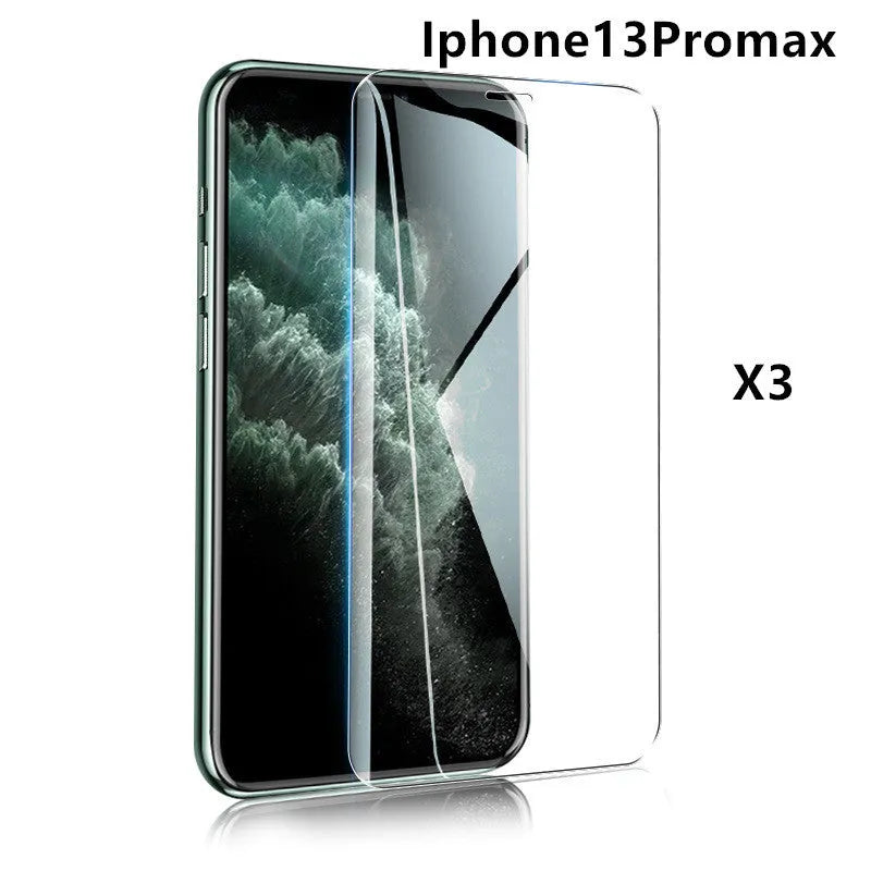 Tempered glass screen protector with 9H hardness for smartphones on a clean surface.