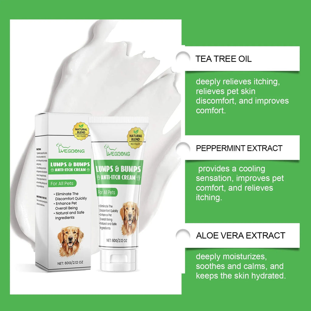 Pet itch relieving cream for cats 60g tube with tea tree oil and aloe vera