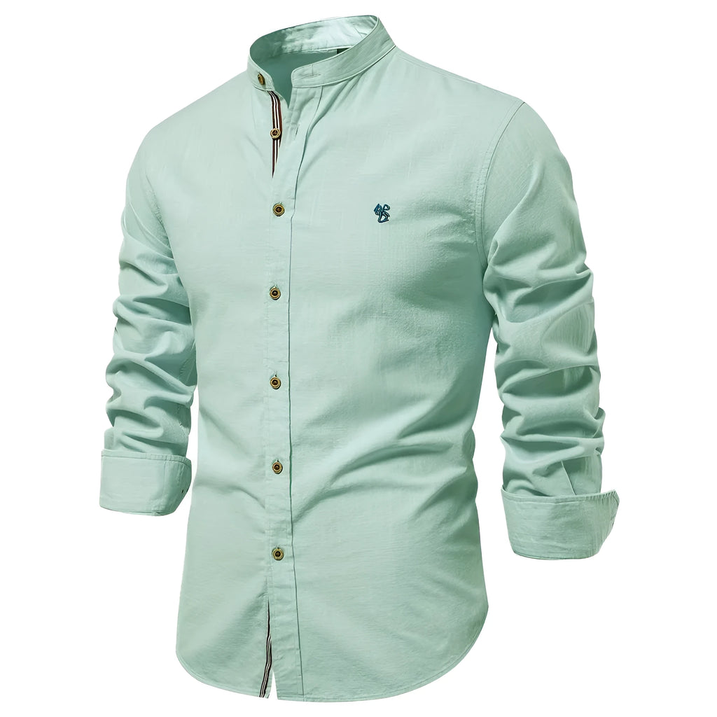 Japanese style long sleeve cotton and linen cardigan shirt for men, solid colour, size XS to 5XL