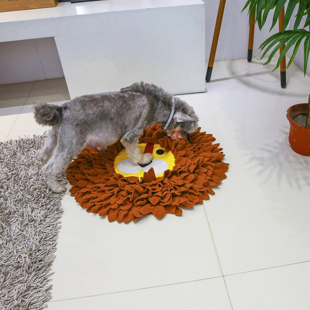 Lion Sniffing Pad brown pet toy blanket 33cm long 25cm wide for dogs and cats
