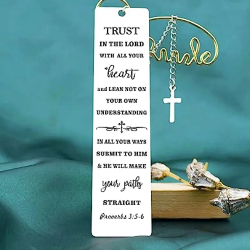 Stainless steel Bible bookmark with engraved scripture verses in European style design