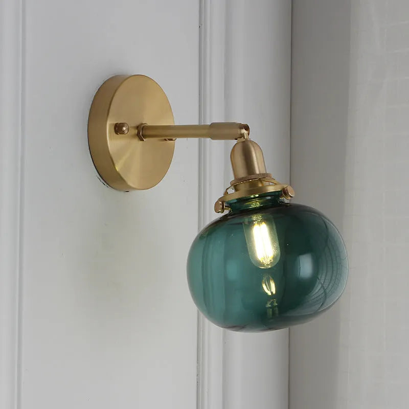 Pumpkin-shaped glass wall lamp for living room or bedroom accent lighting