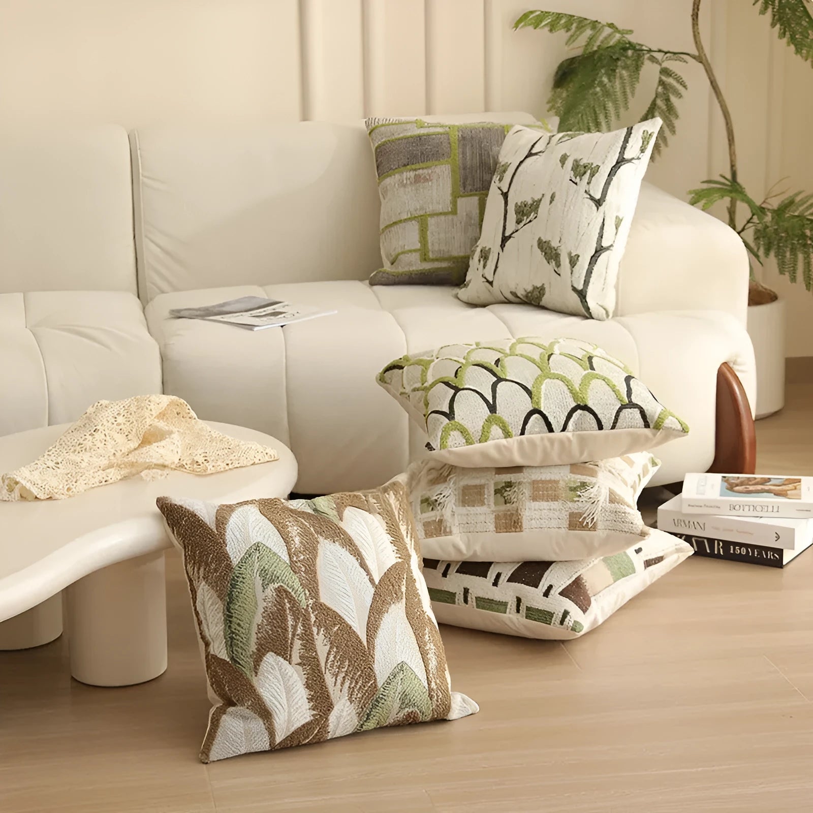 45cm square Jacquard pillow cover with a detailed retro floral pattern in multiple colour options.